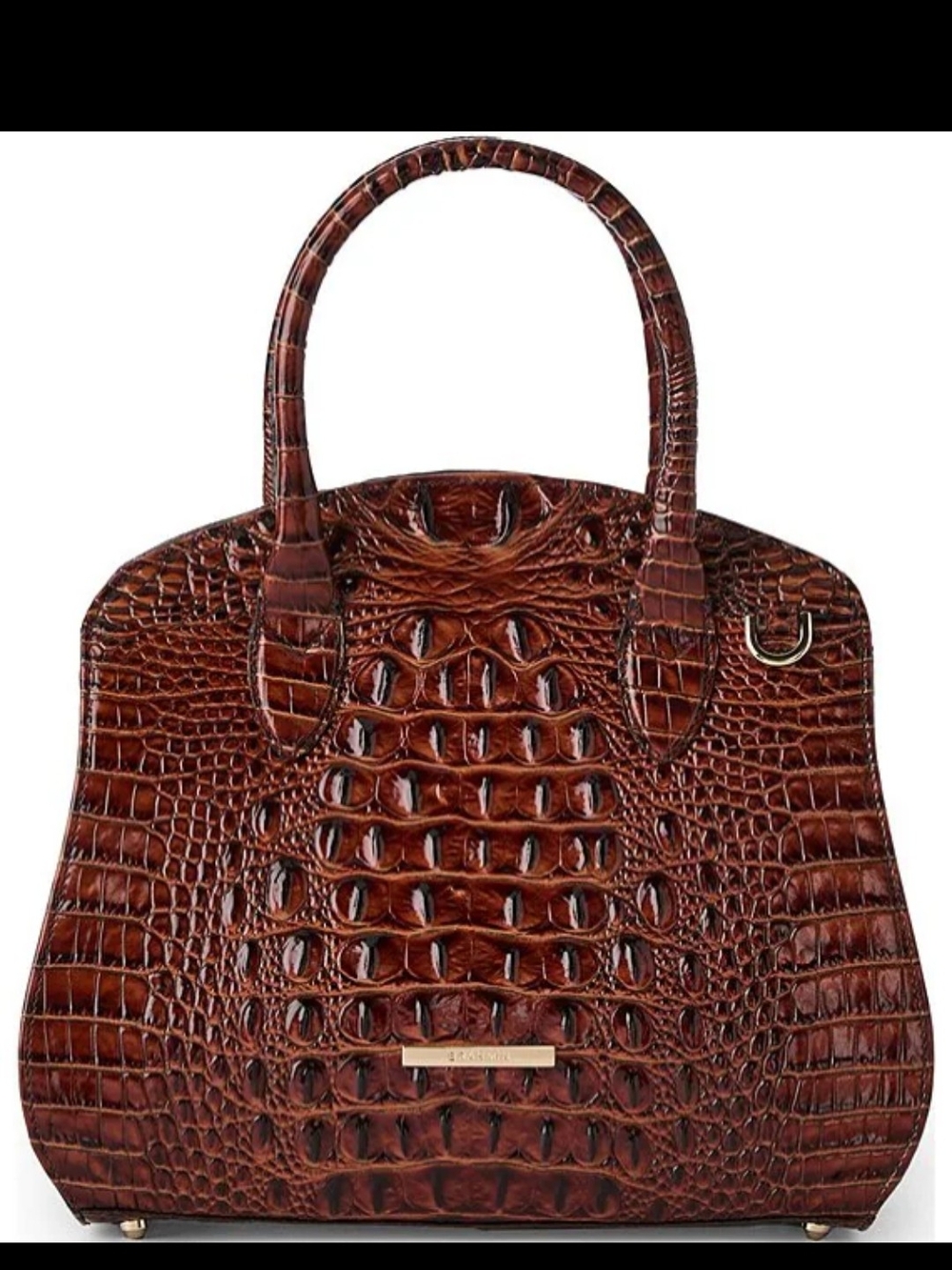 Brahmin Dark Brown Croc-Embossed Satchel - Picture 4 of 16